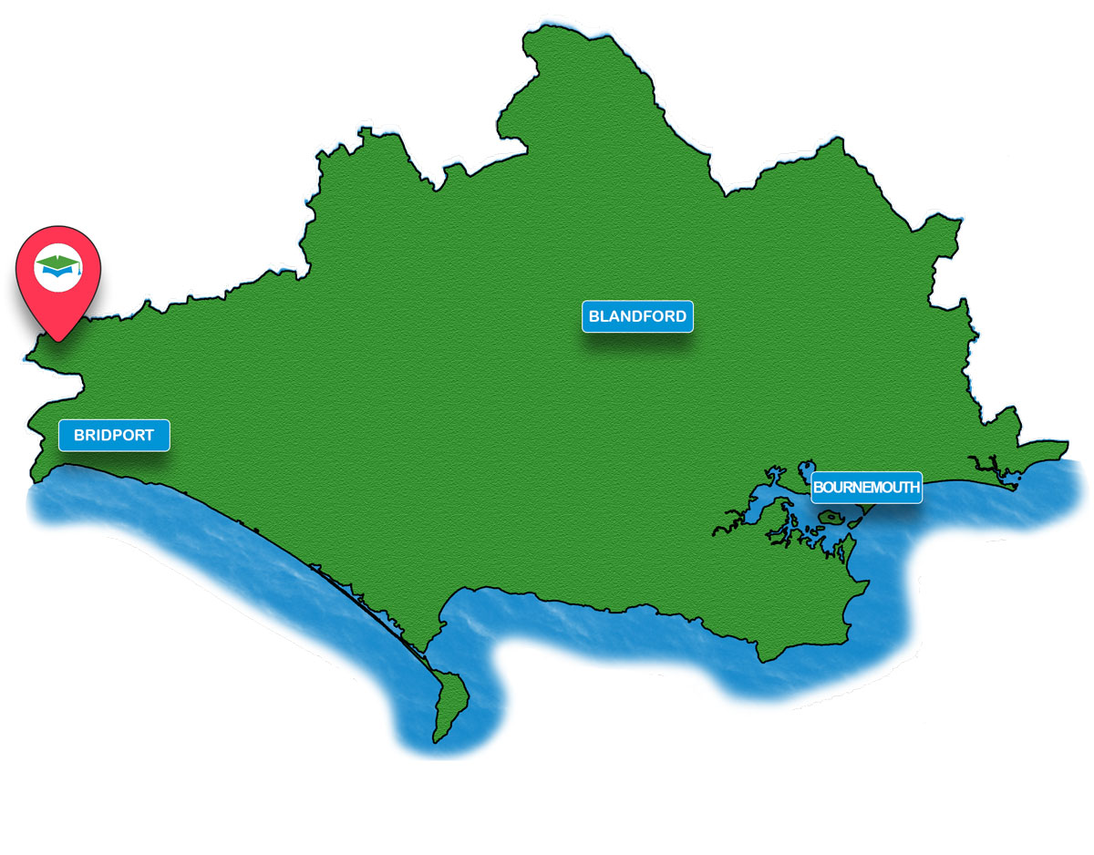 School trip Isle of Wight location map for Forde Abbey & Gardens